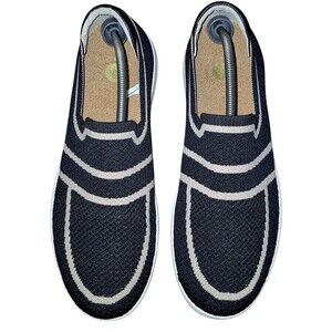 Revitalign Orthotic Beige Striped Mesh Cloth Loafers Womens Shoe Size 10 Black